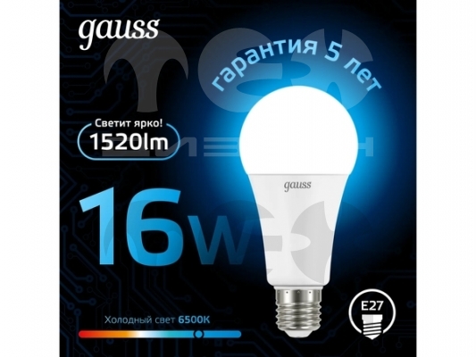 ������������ ����� Gauss A60 16W 1520lm 6500K E27 102502316