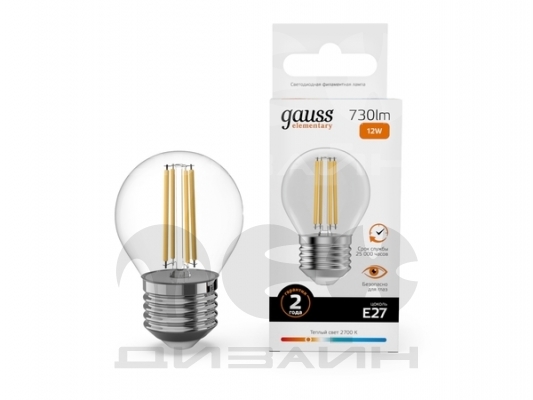 ������������ ����� Gauss Filament Elementary ��� 12W 730lm 2700K E27 52212
