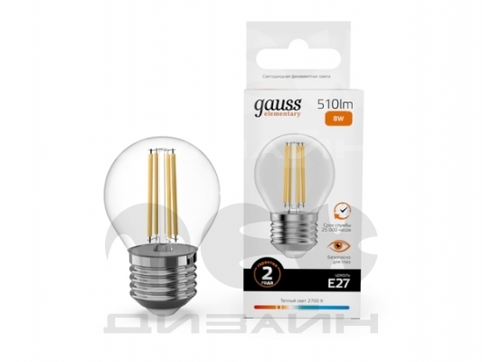 ������������ ����� Gauss Filament Elementary ��� 8W 510lm 2700K E27 52218