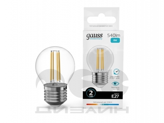 ������������ ����� Gauss Filament Elementary ��� 8W 540lm 4100K E27 52228