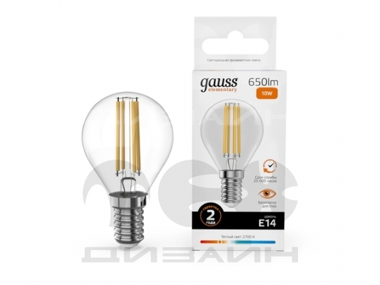 ������������ ����� Gauss Filament Elementary ��� 10W 650lm 2700K E14 52110