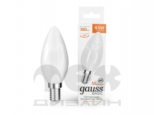 ������������ ����� Gauss Basic Filament ����� 4,5W 380lm 2700� E14 milky LED 1035115