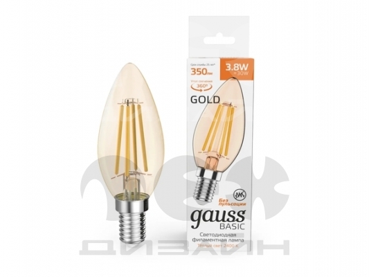 ������������ ����� Gauss Basic Filament ����� 3,8W 350lm 2400K �14 golden LED 1037154