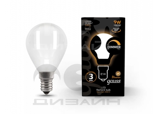   Gauss Filament  9W 590lm 3000K E14 milky  LED