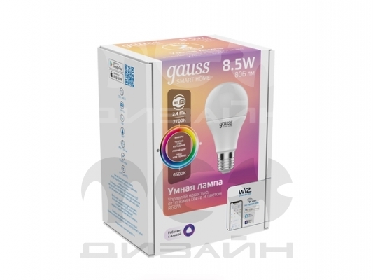   Gauss Smart Home A60 8,5W 806lm 2700-6500K E27 RGBW+...+