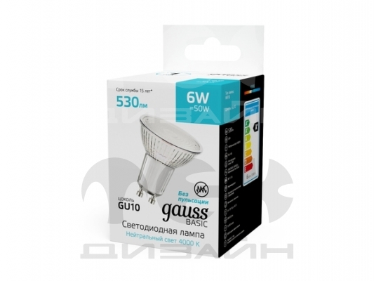 ������������ ����� Gauss Basic MR16 6W 530lm 4000K GU10