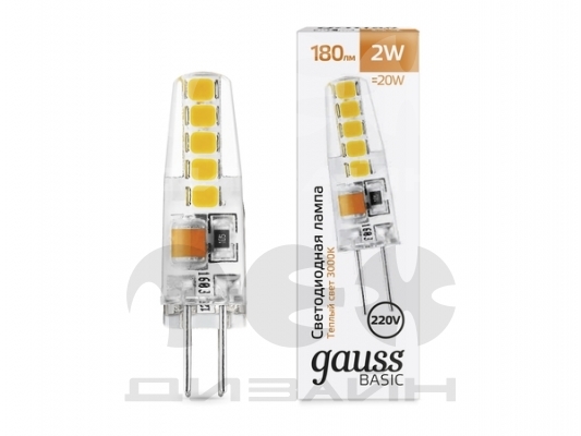 ������������ ����� Gauss Basic G4 AC220-240V 2W 180lm 3000K �������