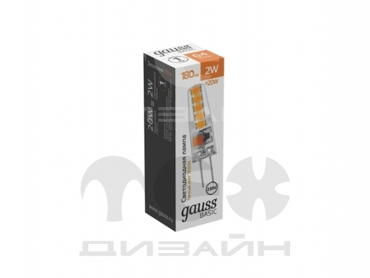������������ ����� Gauss Basic G4 AC220-240V 2W 180lm 3000K �������