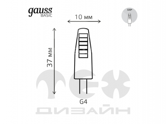 ������������ ����� Gauss Basic G4 12V 2W 180lm 3000K �������