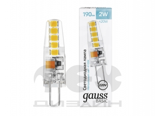 ������������ ����� Gauss Basic G4 AC220-240V 2W 190lm 4100K �������