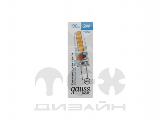 ������������ ����� Gauss Basic G4 AC220-240V 2W 190lm 4100K �������