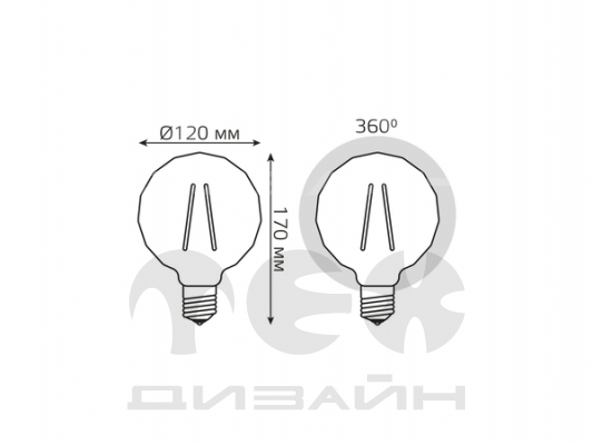 ������������ ����� Gauss Filament G120 4W 380lm 2400� �27 golden Carat LED
