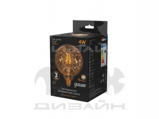 ������������ ����� Gauss Filament G120 4W 380lm 2400� �27 golden Carat LED