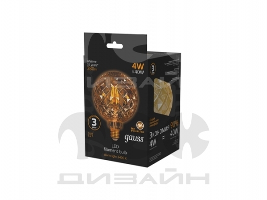 ������������ ����� Gauss Filament G120 4W 380lm 2400� �27 golden Carat LED