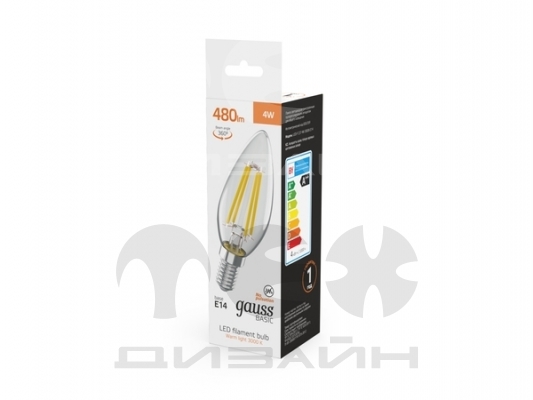 ������������ ����� Gauss Basic Filament ����� 4W 480lm 3000K E14 LED