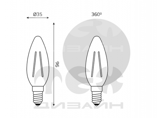 ������������ ����� Gauss Basic Filament ����� 4W 480lm 4000K E14 LED