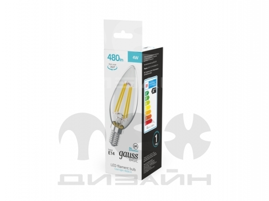 ������������ ����� Gauss Basic Filament ����� 4W 480lm 4000K E14 LED