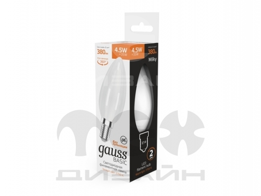 ������������ ����� Gauss Basic Filament ����� 4,5W 380lm 2700� E14 milky LED