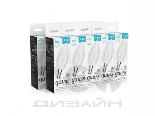 ������������ ����� Gauss Basic Filament ����� 4,5W 400lm 4100� E14 milky LED