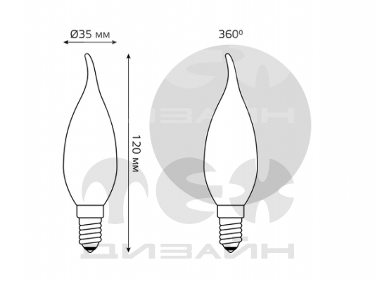 ������������ ����� Gauss Basic Filament ����� �� ����� 4,5W 380lm 2700� �14 milky LED