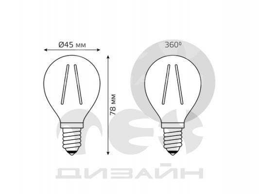 ������������ ����� Gauss Basic Filament ��� 3,8W 350lm 2400K �14 golden LED