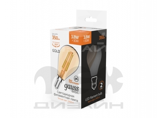 ������������ ����� Gauss Basic Filament ��� 3,8W 350lm 2400K �14 golden LED