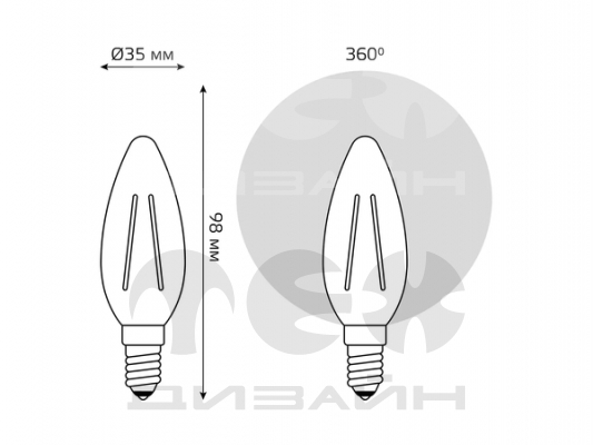 ������������ ����� Gauss Basic Filament ����� 3,8W 350lm 2400K �14 golden LED