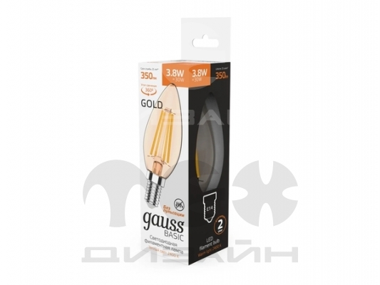 ������������ ����� Gauss Basic Filament ����� 3,8W 350lm 2400K �14 golden LED