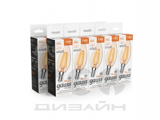 ������������ ����� Gauss Basic Filament ����� 3,8W 350lm 2400K �14 golden LED
