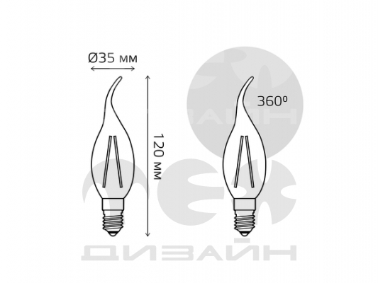 ������������ ����� Gauss Basic Filament ����� �� ����� 3,8W 350lm 2400K �14 golden LED
