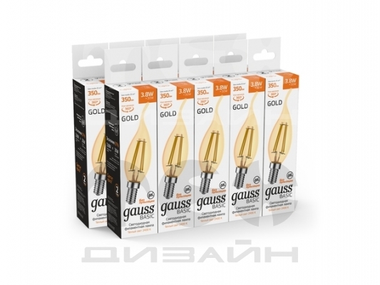 ������������ ����� Gauss Basic Filament ����� �� ����� 3,8W 350lm 2400K �14 golden LED