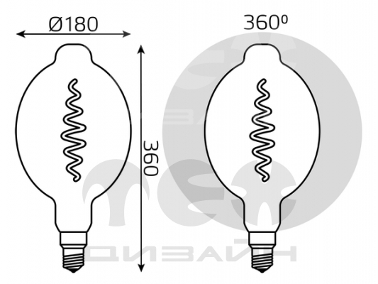 ������������ ����� Gauss Filament BT180 8.5W 165lm 1800K E27 gray flexible