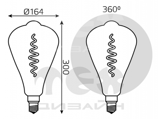 ������������ ����� Gauss Filament ST164 8.5W 165lm 1800K E27 gray flexible